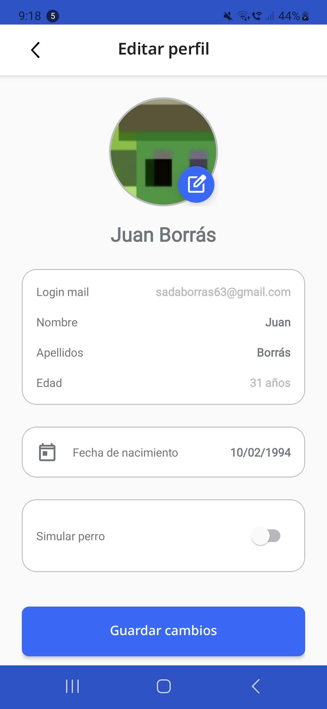 Edición de perfil de usuario